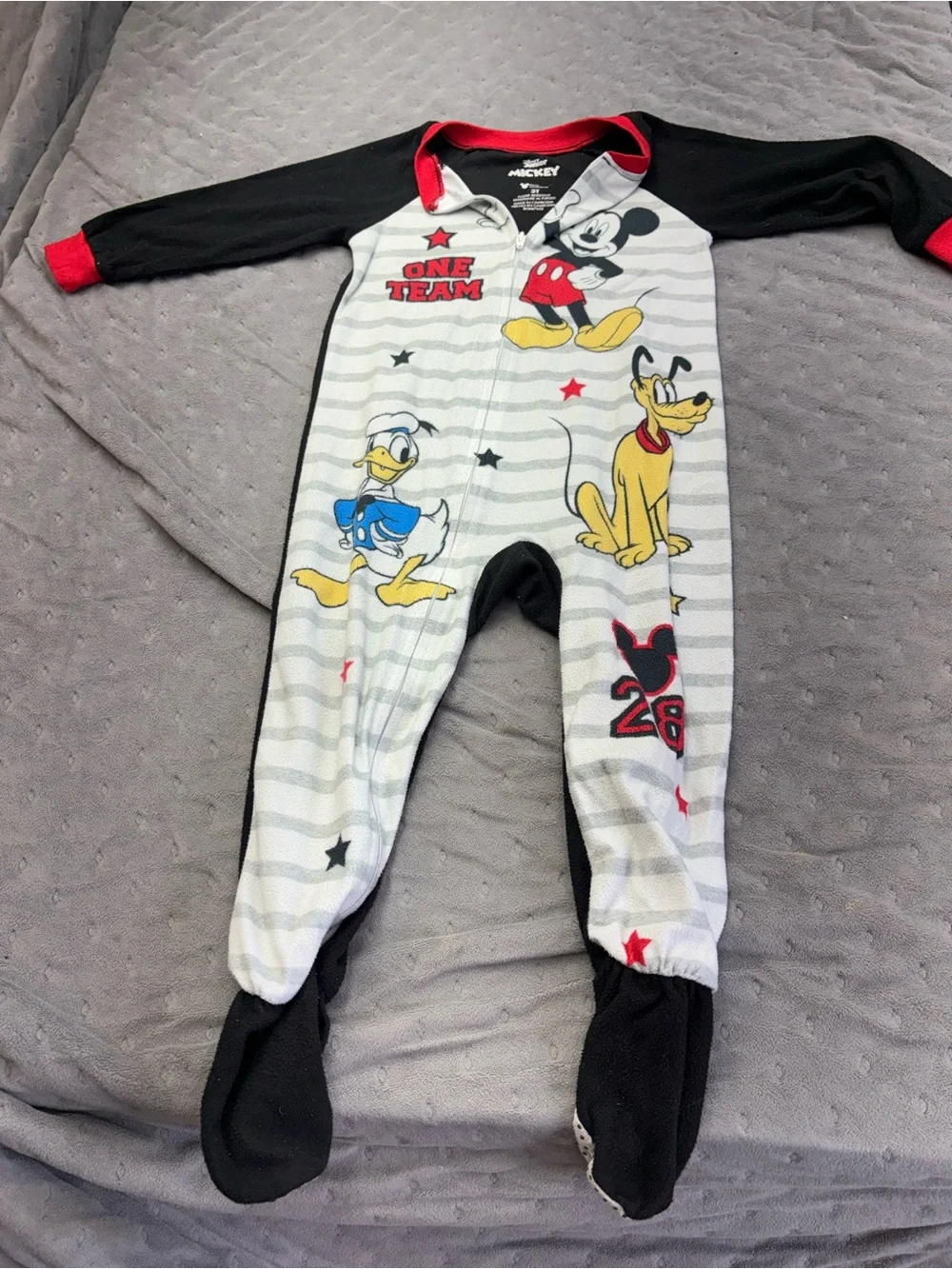Disney Mickey & Friends Black, White, Red and Yellow Footed One-Piece